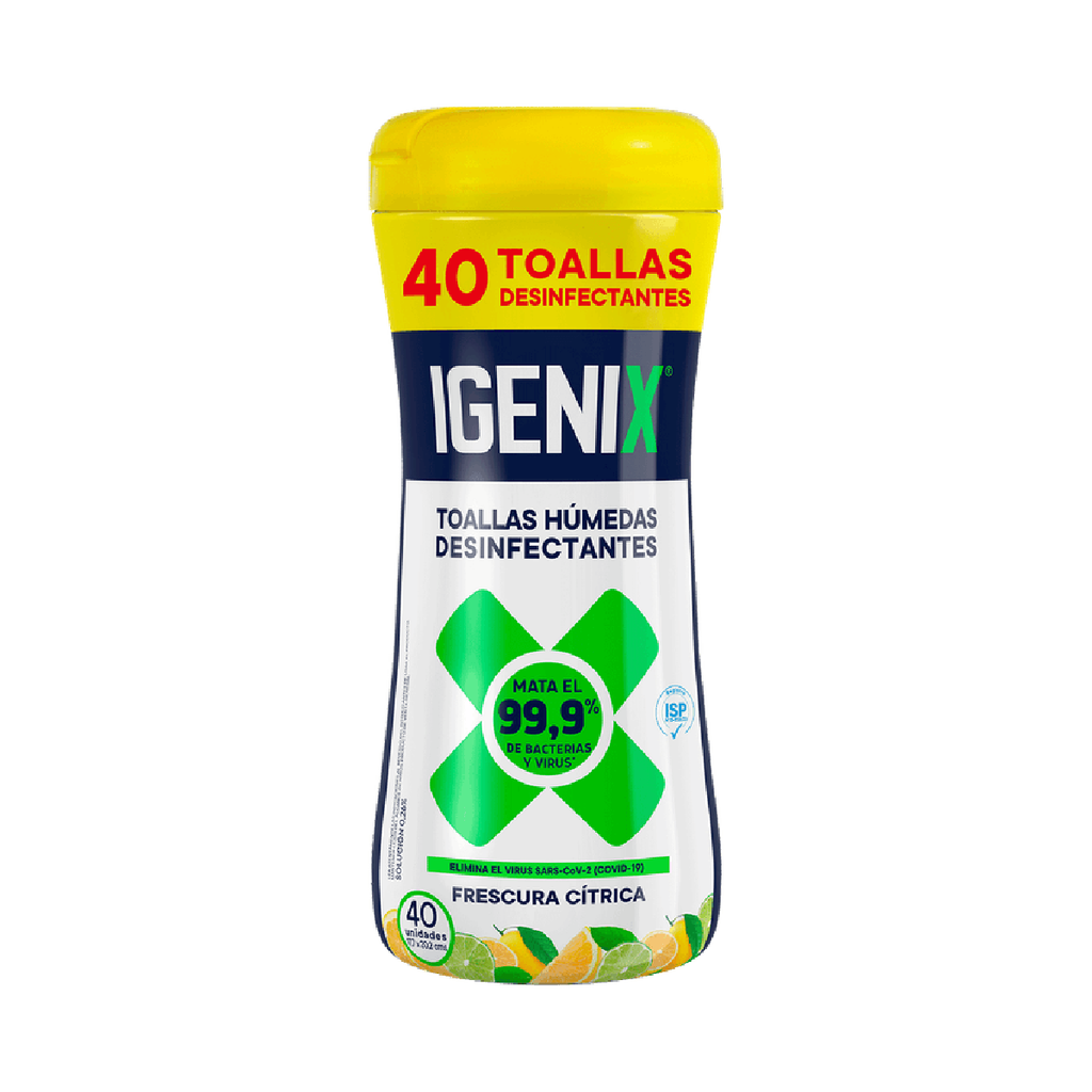 Toallas humedas Frasco Wipes Desinfección IGENIX 40un 